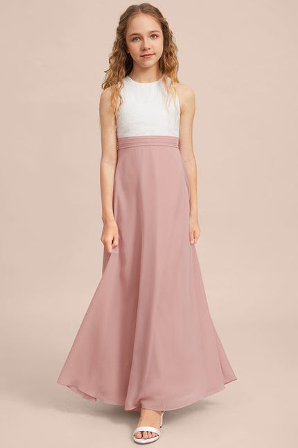 Robe De Demoiselle D'Honneur Rose Poudré À Dentelle - gallery 1