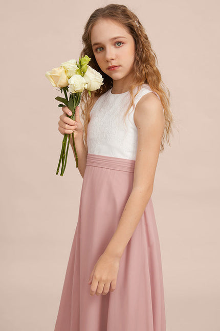 Robe De Demoiselle D'Honneur Rose Poudré À Dentelle - gallery 3
