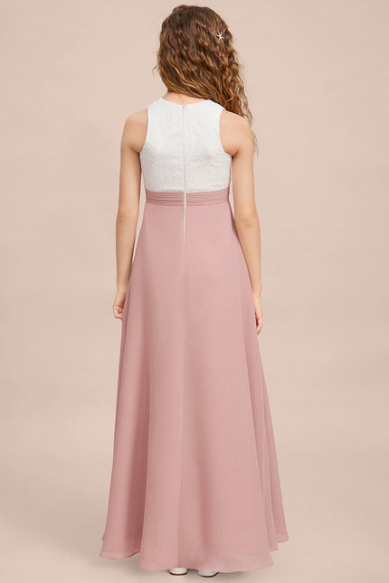 Robe De Demoiselle D'Honneur Rose Poudré À Dentelle - gallery 6