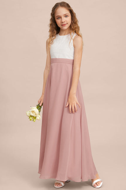Robe De Demoiselle D'Honneur Rose Poudré À Dentelle - gallery 2