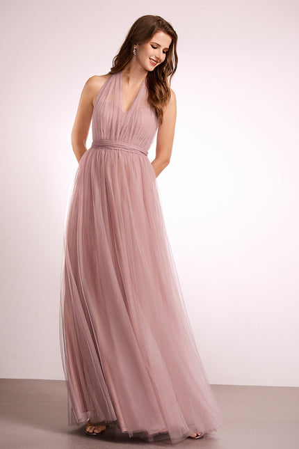 Robe Demoiselle Rose Encolure Aérienne - gallery 3