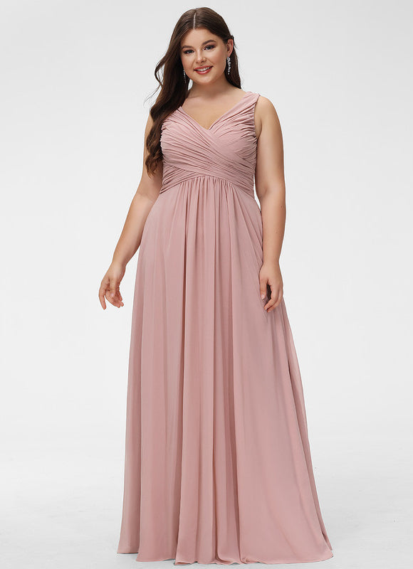 Robe De Soirée Rose Poudré À Décolleté En V - gallery 7