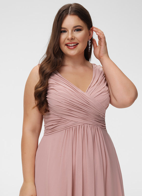 Robe De Soirée Rose Poudré À Décolleté En V - gallery 9