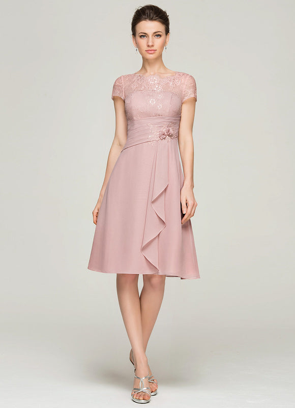Robe De Mère De La Mariée Rose Poudrée À Dentelle Florale - gallery 1