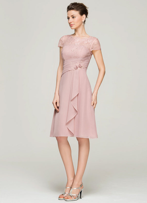 Robe De Mère De La Mariée Rose Poudrée À Dentelle Florale - gallery 3
