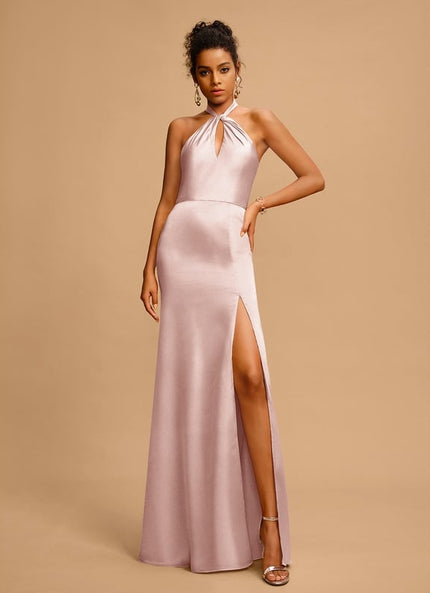 Robe Sirène Rose Poudré À Décolleté Croisé
