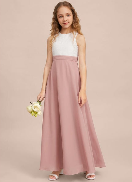 Robe De Demoiselle D'Honneur Rose Poudré À Dentelle