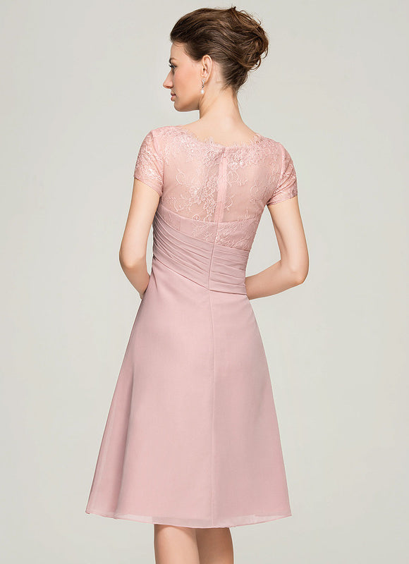 Robe De Mère De La Mariée Rose Poudrée À Dentelle Florale - gallery 5