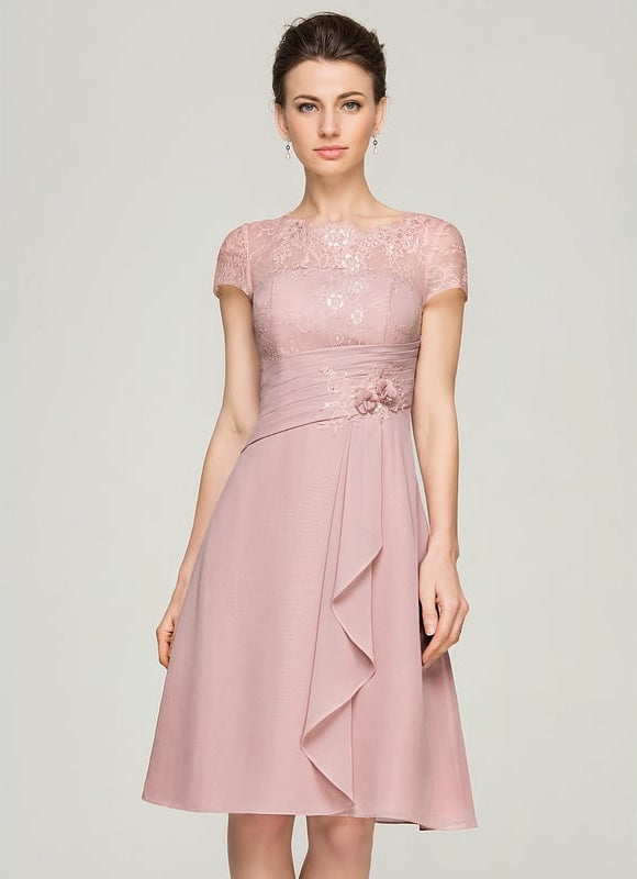 Robe De Mère De La Mariée Rose Poudrée À Dentelle Florale