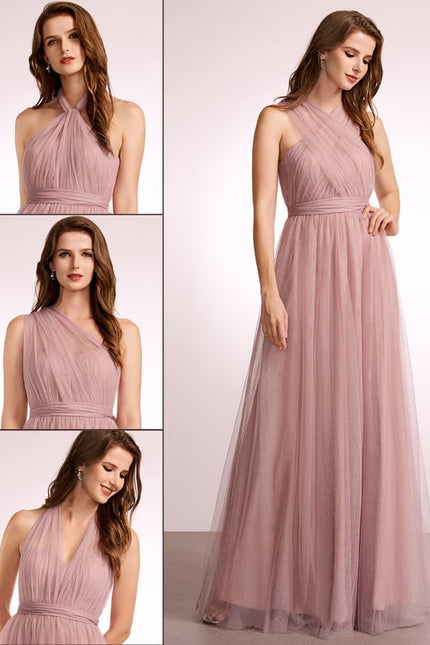 Robe Demoiselle Rose Encolure Aérienne