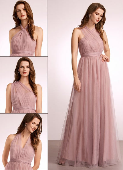 Robe Demoiselle Rose Encolure Aérienne