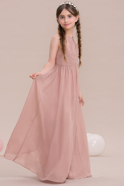 Robe De Demoiselle D'Honneur Rose Poudré À Jupe Fluide - gallery 1