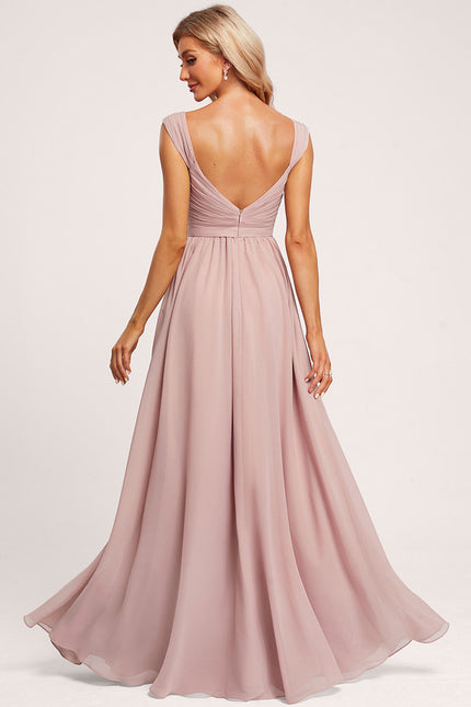 Robe De Demoiselle D'Honneur Rose Poudré À Épaules Dénudées - gallery 6