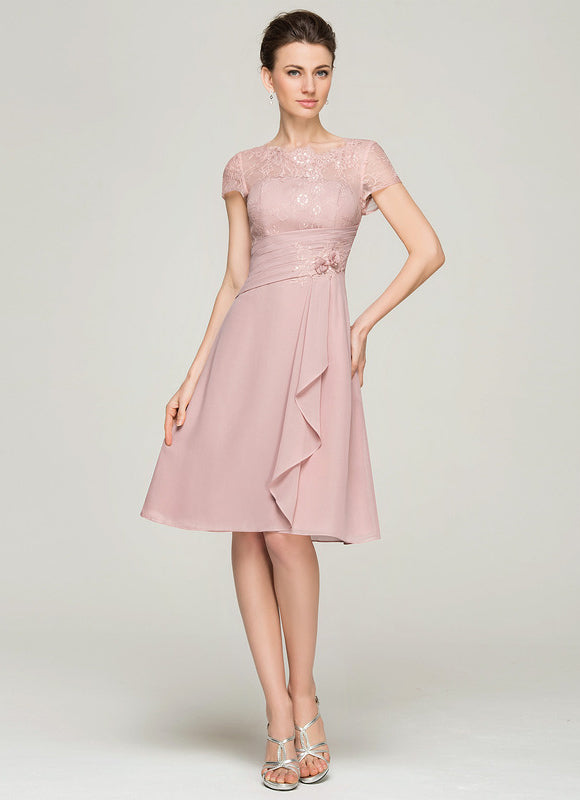 Robe De Mère De La Mariée Rose Poudrée À Dentelle Florale - gallery 6