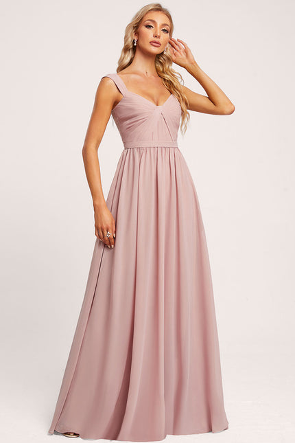 Robe De Demoiselle D'Honneur Rose Poudré À Épaules Dénudées - gallery 3