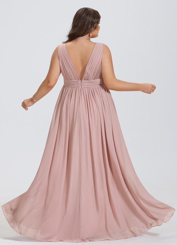 Robe De Soirée Rose Poudré À Décolleté En V - gallery 7