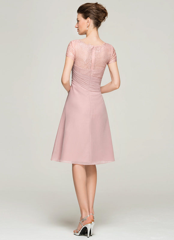 Robe De Mère De La Mariée Rose Poudrée À Dentelle Florale - gallery 4