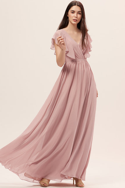 Robe Fluide Rose Poudré À Fente - gallery 2
